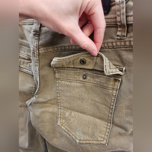 Free People Straight Crop Utility Jeans in Distressed Olive - Women's Size 2 - Picture 4 of 14